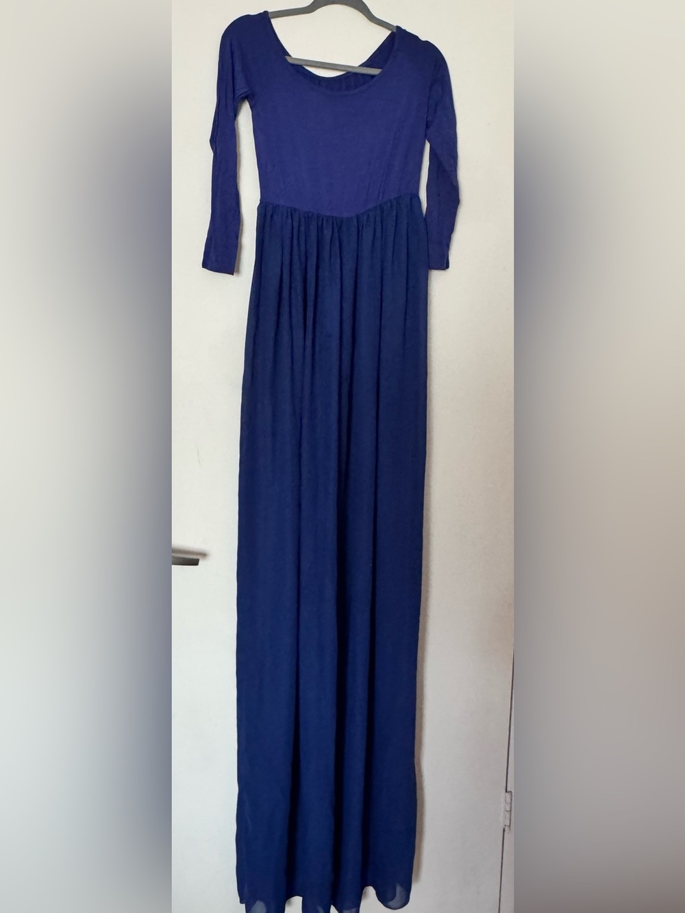 Elegant Navy Long Sleeve Maxi Maternity Dress - Classic Navy